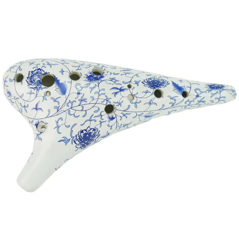 12-Hole Alto C Ceramic Ocarina – Straw-Fired, Collectible, with Protective Case
