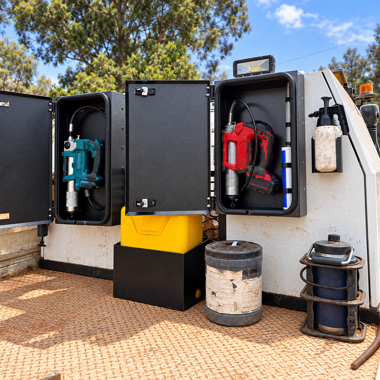 GreaseVault GX — Lockable Electric Grease Gun Storage Box