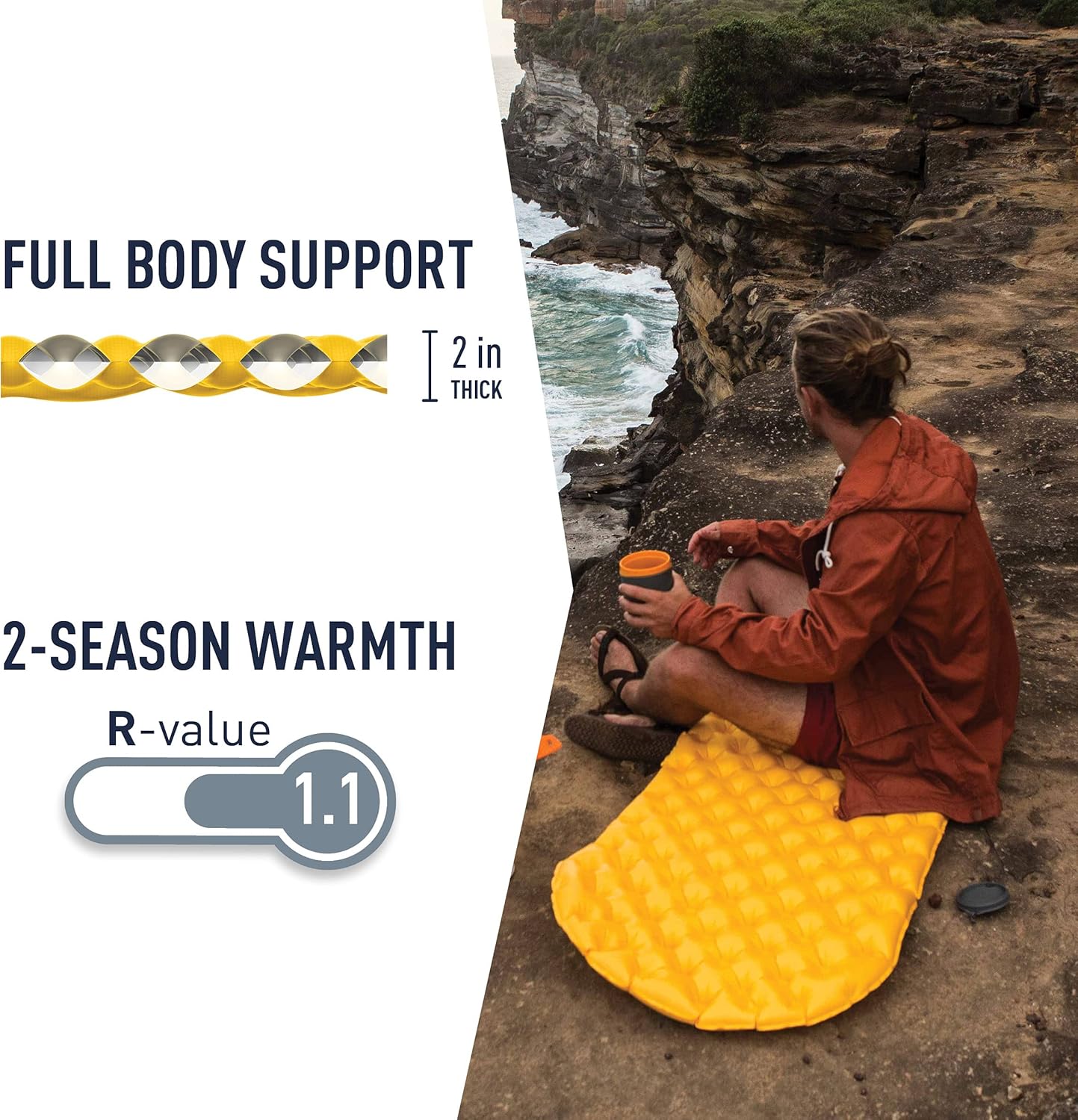 Ultralight Backcountry Sleeping Pad with Inflatable Mattress Air Cells & Multi-Layer Thermal Insulation