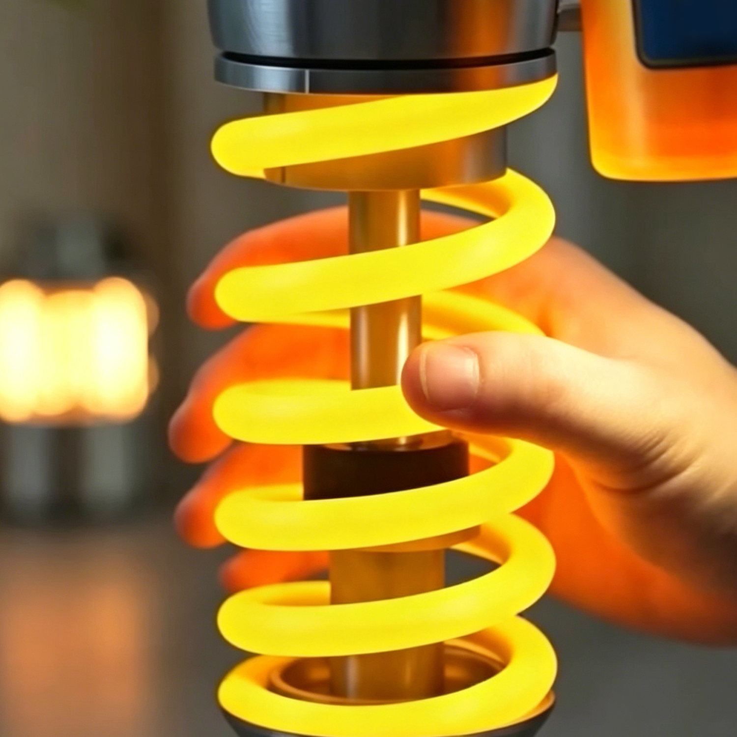 Industrial-Style Table Lamp with Suspended Shock-Absorbing Design