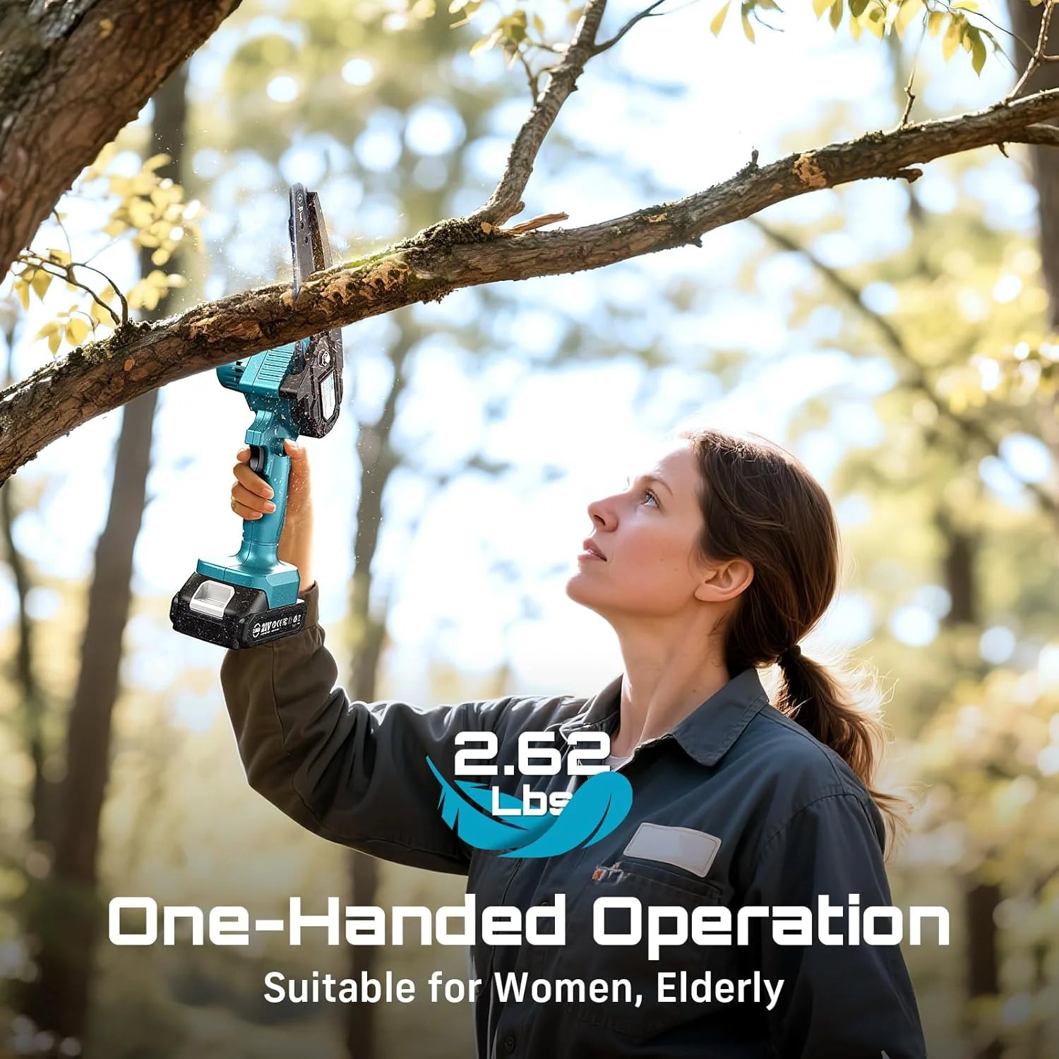 Mini Chainsaw – 6-Inch Cordless Handheld Electric Saw with 2 Batteries