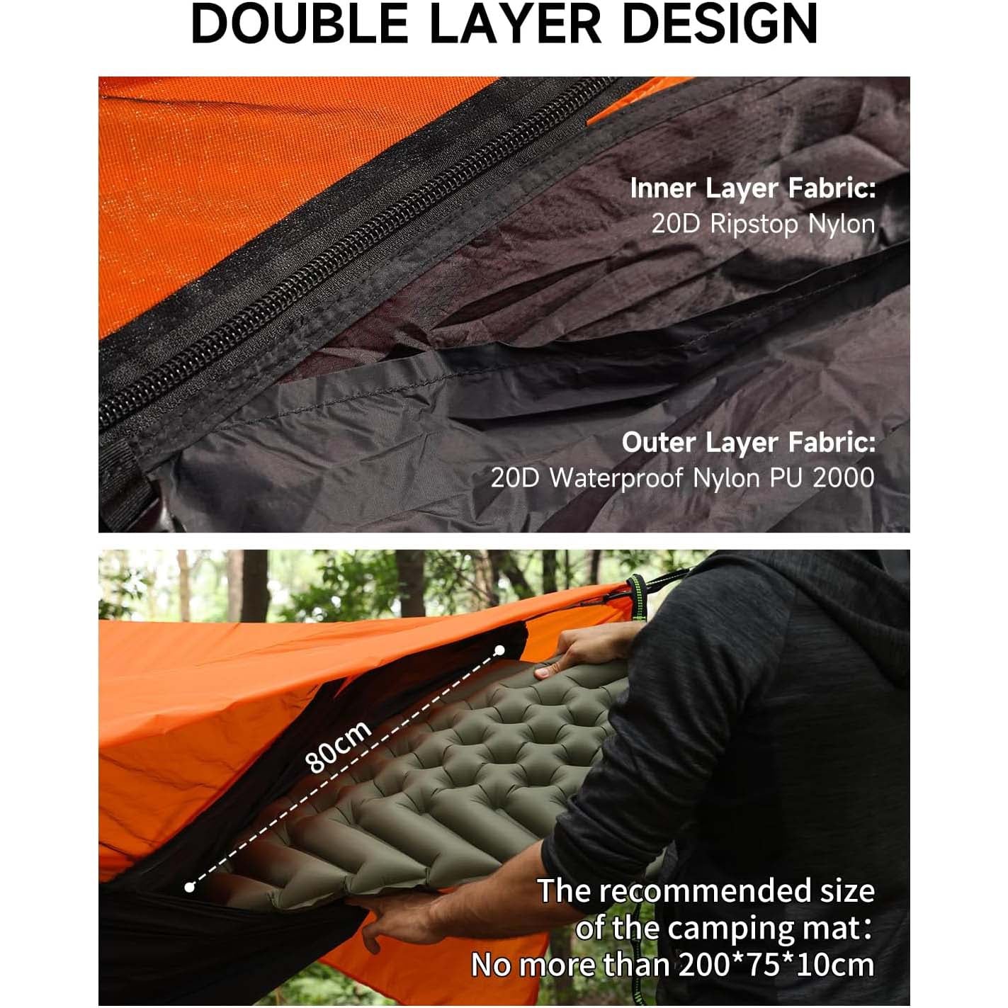11ft Hammock with Net and Rain Fly Tarp – 4 in 1 Camping Hammock Tent, Ultralight Portable Double