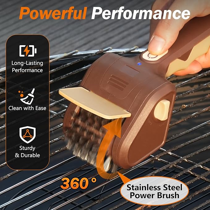 Electric cleaning brush for outdoor barbecue grills