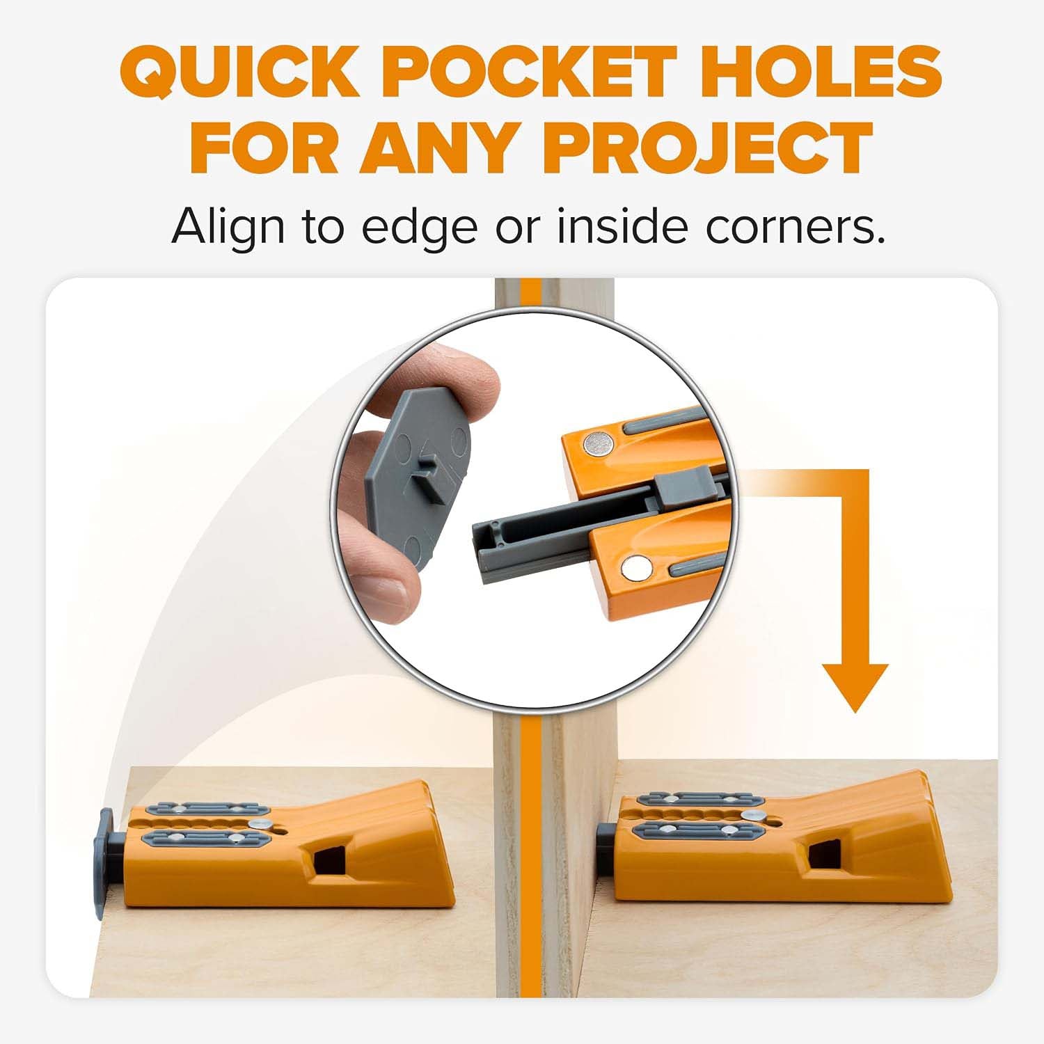 Compact Pocket Hole Jig with 3 inch Face Clamp & 50pc Screw Set – Auto Adjust Drill Guide