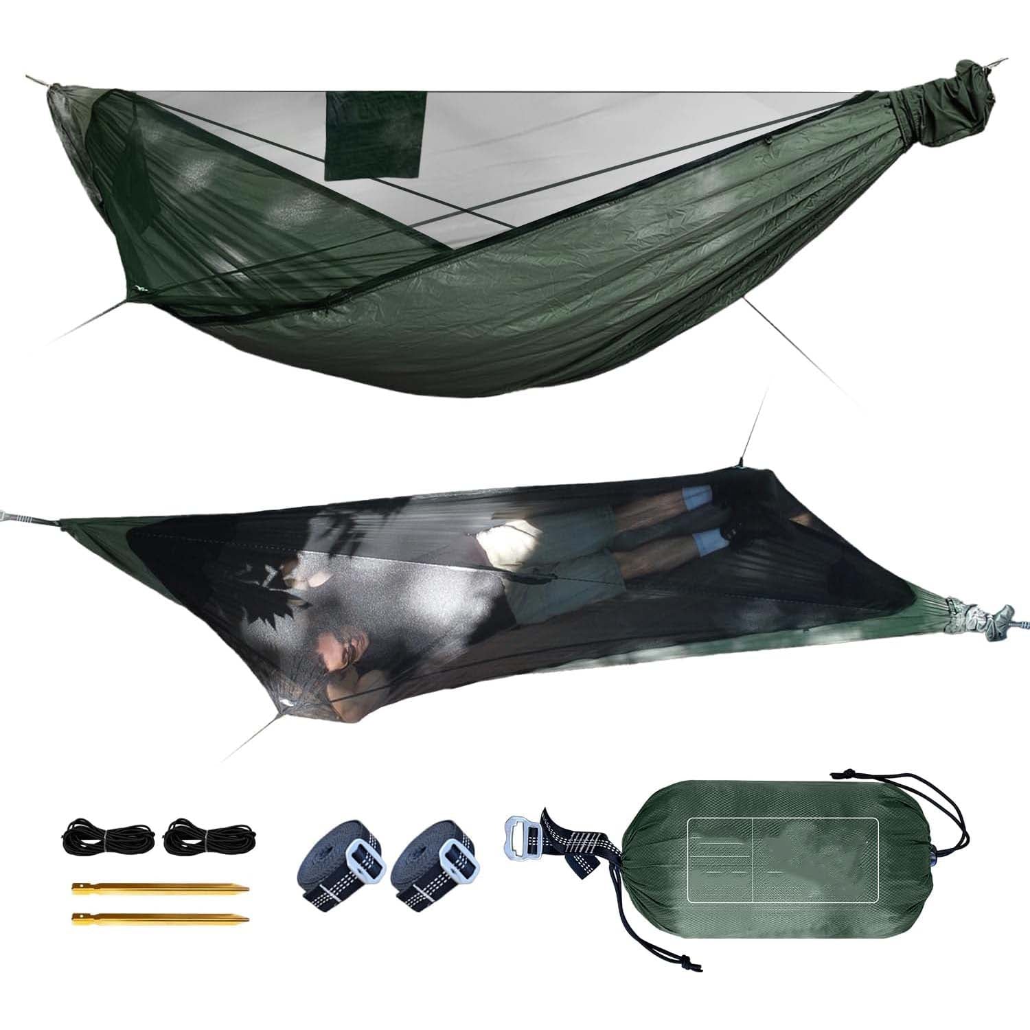11ft Hammock with Net and Rain Fly Tarp – 4 in 1 Camping Hammock Tent, Ultralight Portable Double