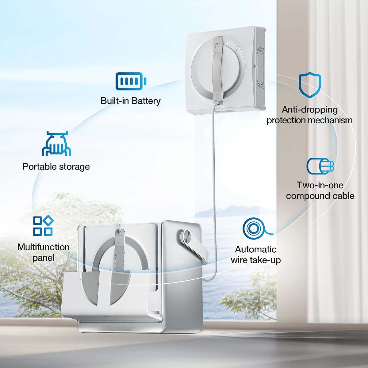 Portable Window Cleaning Robot – Intelligent Cleaning with Three-Nozzle Wide-Angle Spray Technology