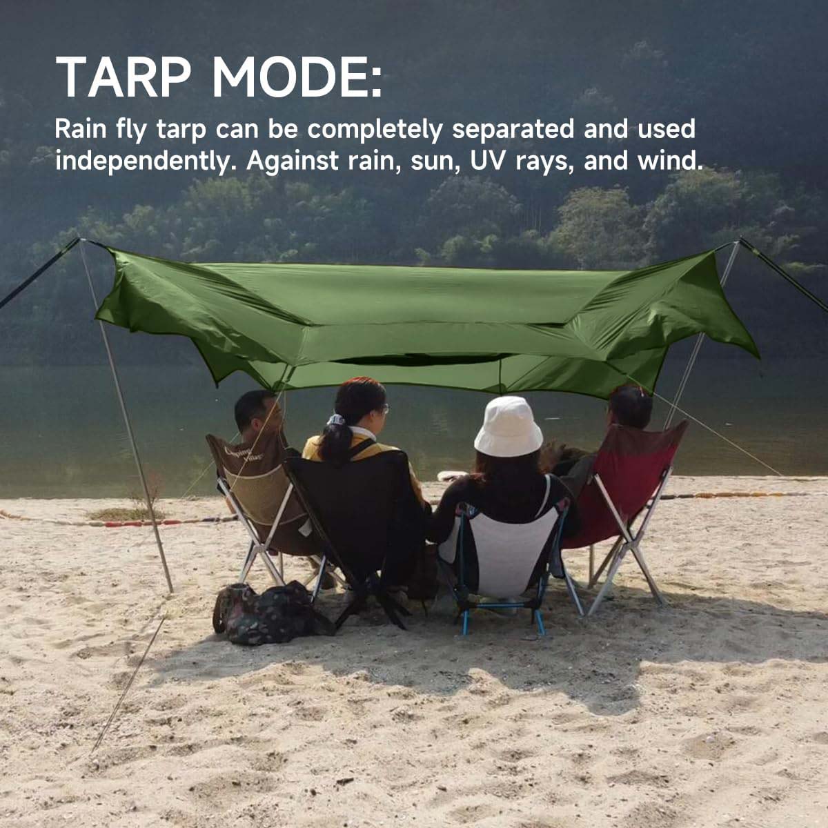 11ft Hammock with Net and Rain Fly Tarp – 4 in 1 Camping Hammock Tent, Ultralight Portable Double