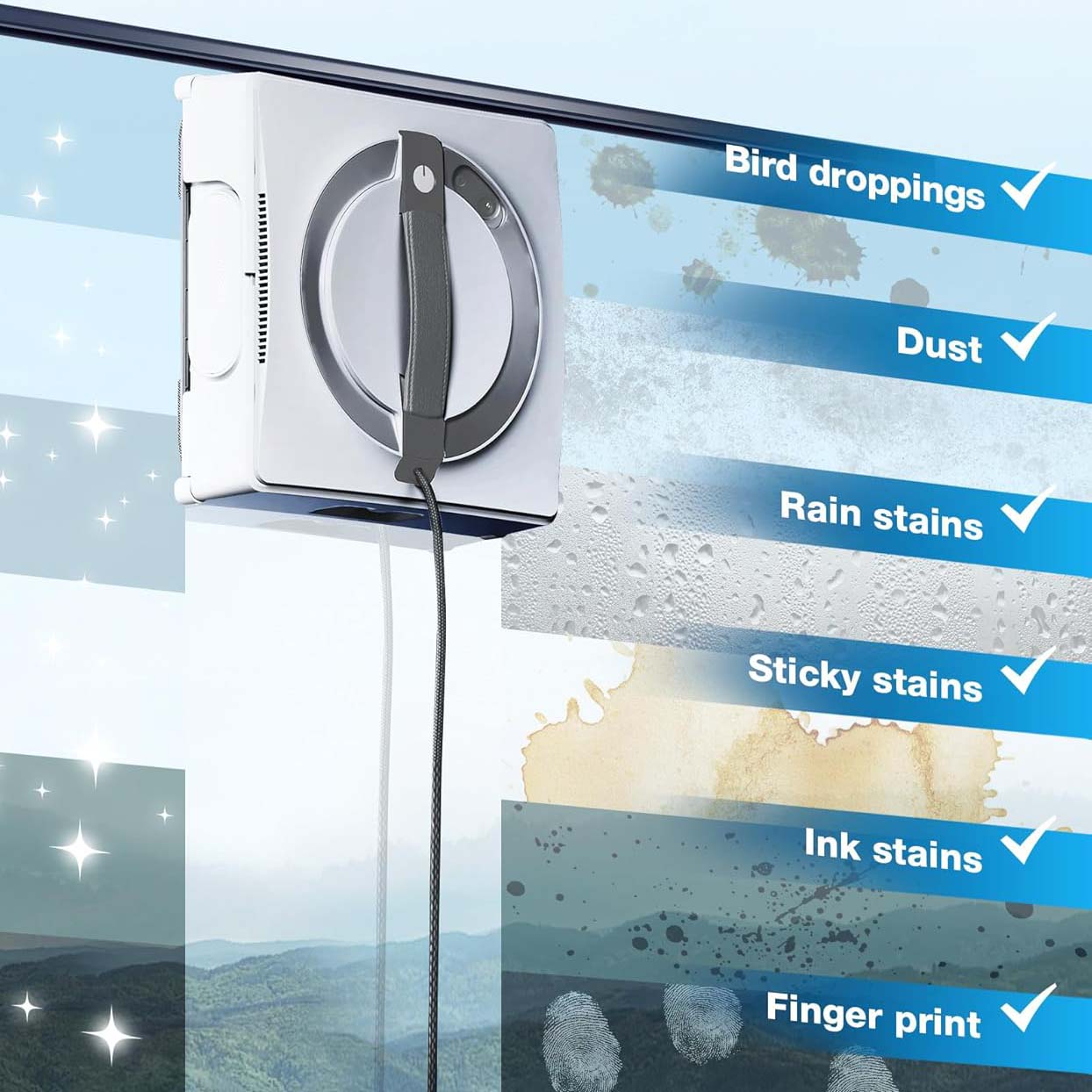 Portable Window Cleaning Robot – Intelligent Cleaning with Three-Nozzle Wide-Angle Spray Technology