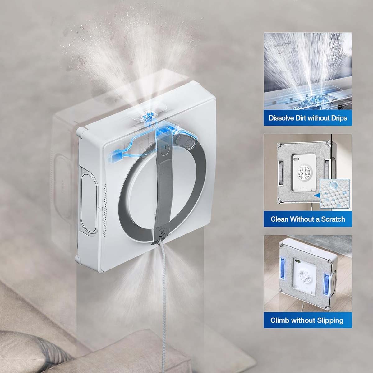 Portable Window Cleaning Robot – Intelligent Cleaning with Three-Nozzle Wide-Angle Spray Technology
