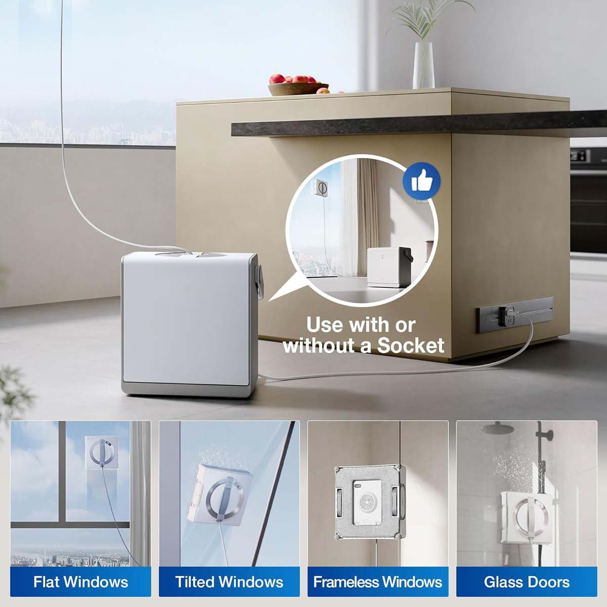 Portable Window Cleaning Robot – Intelligent Cleaning with Three-Nozzle Wide-Angle Spray Technology