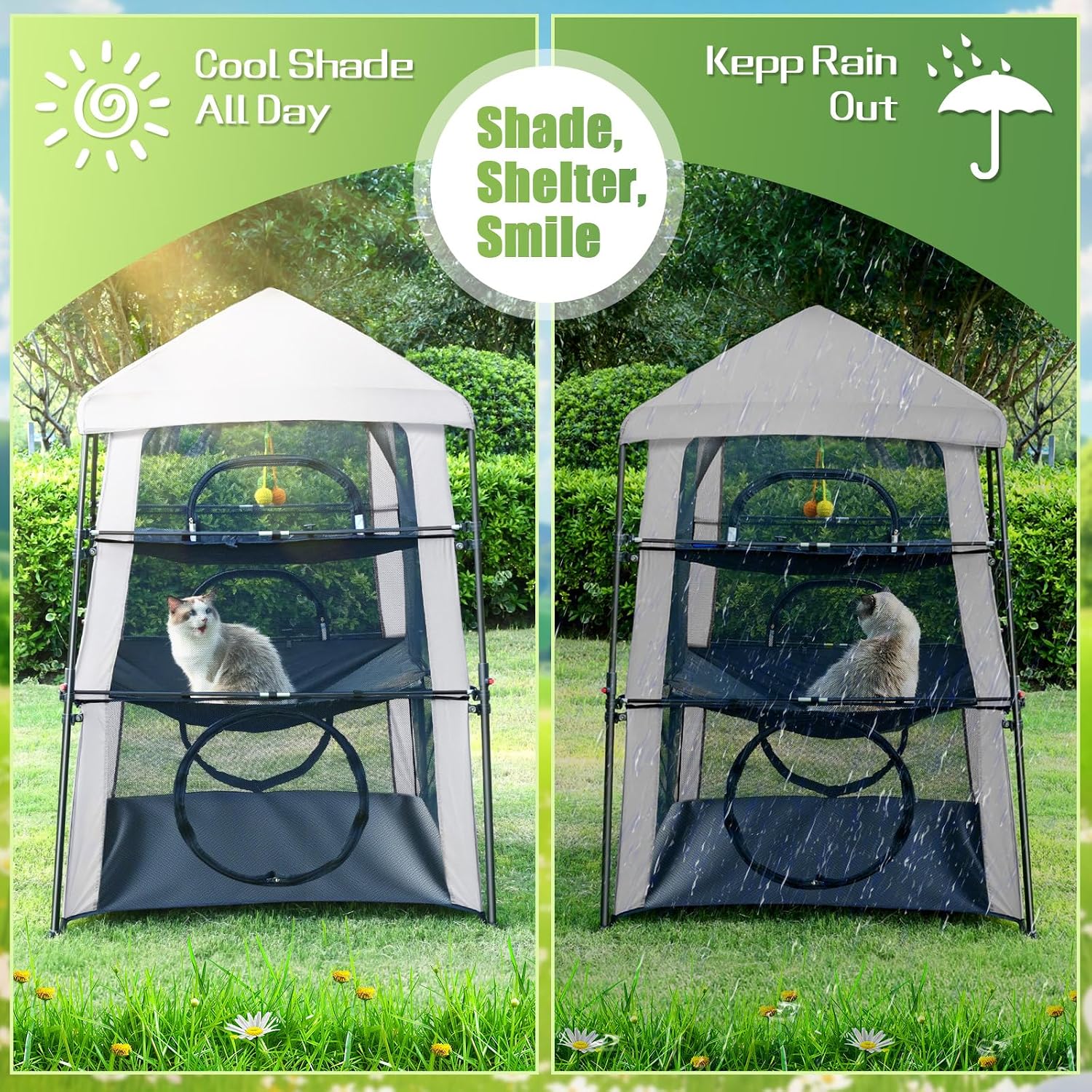 Outdoor Rainbow Cat Enclosure – 5-in-1 Portable Cat Playhouse