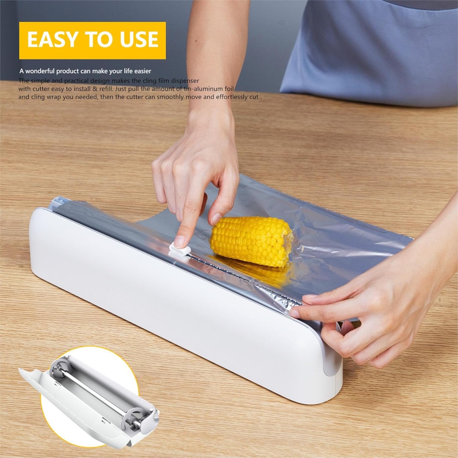 Aluminum Foil & Plastic Wrap Dispenser with Cutter