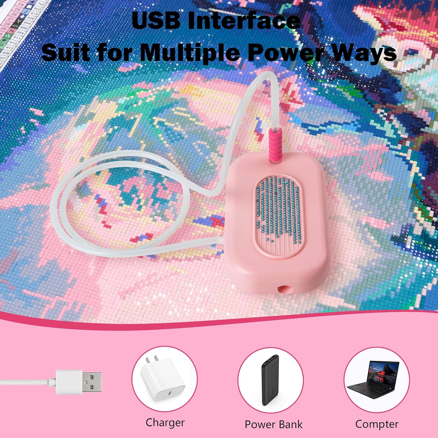 Electric Diamond Art Painting Pen Kit with Storage Tray