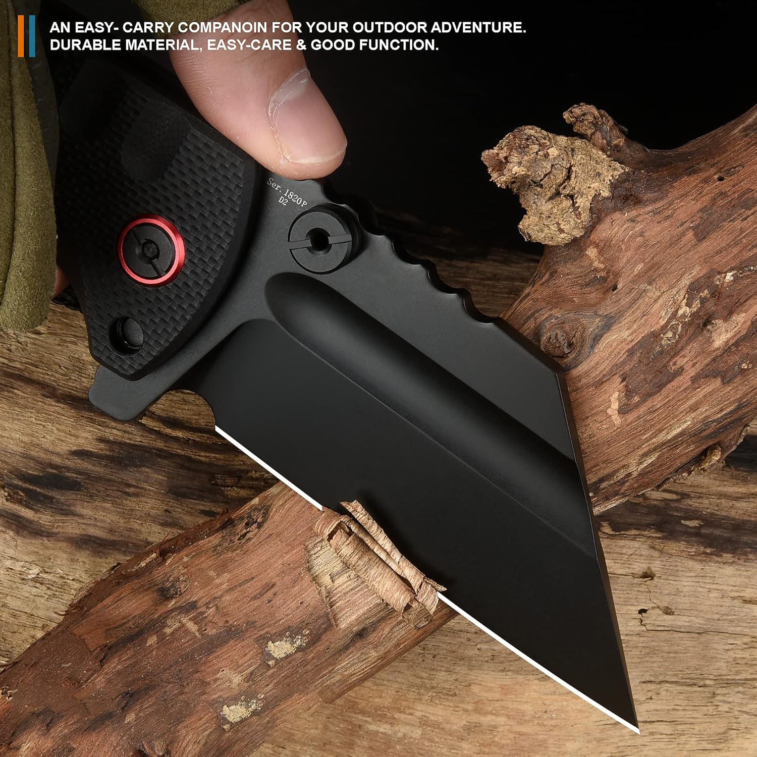 Tactical Folding Pocket Knife with Steel Black PVD Coated Blade