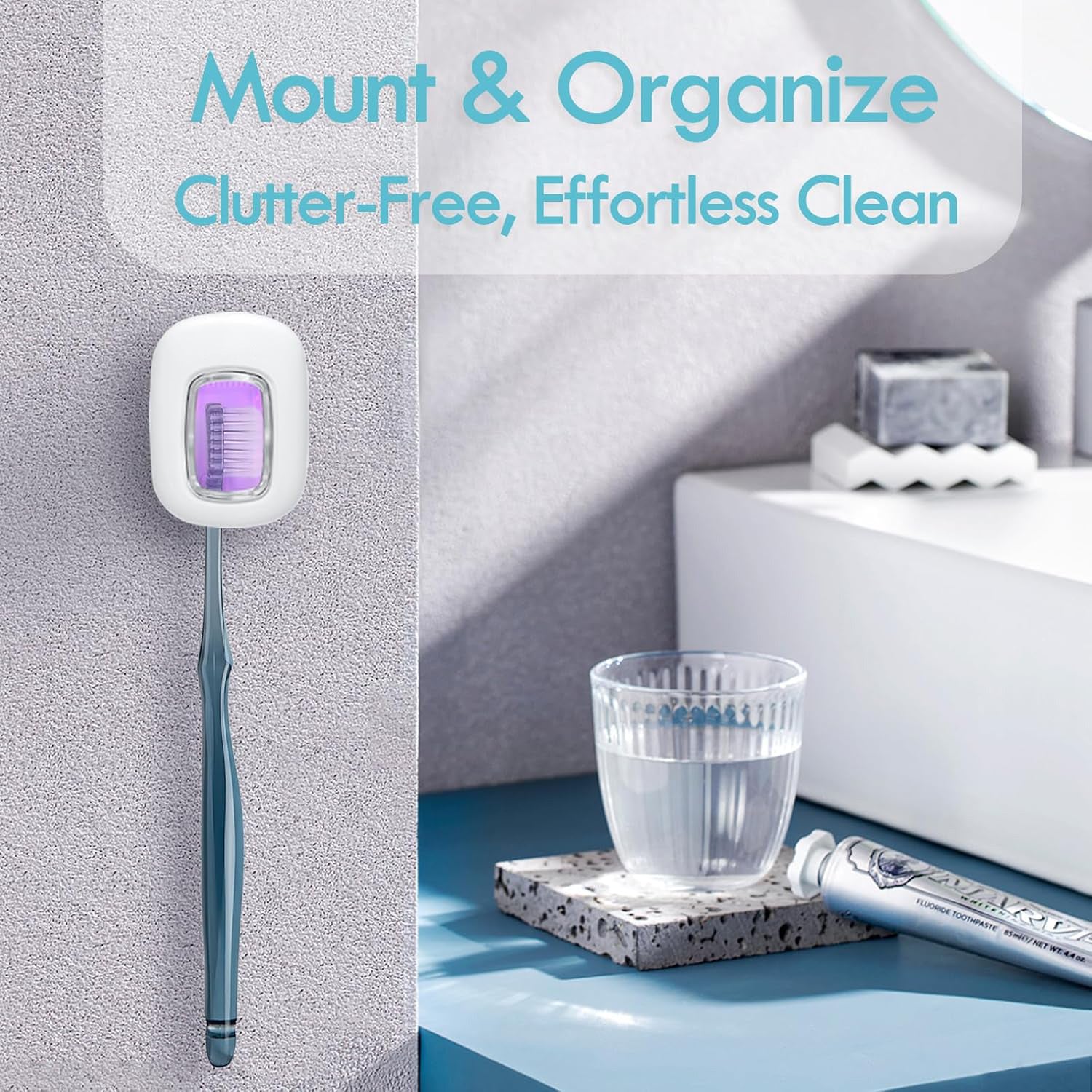 UV-C Toothbrush Sanitizer Cap - Rechargeable Travel Cover with Magnetic Wall Mount
