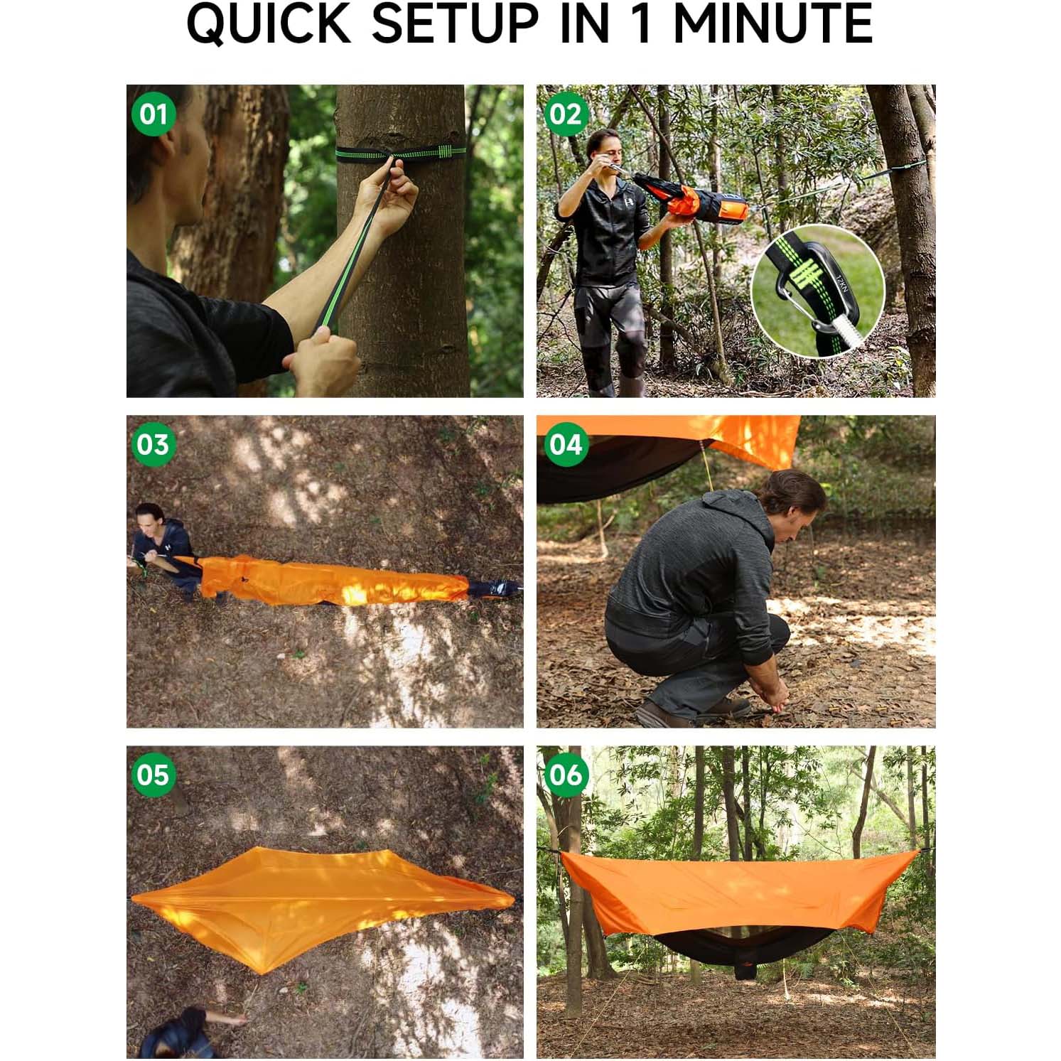 11ft Hammock with Net and Rain Fly Tarp – 4 in 1 Camping Hammock Tent, Ultralight Portable Double