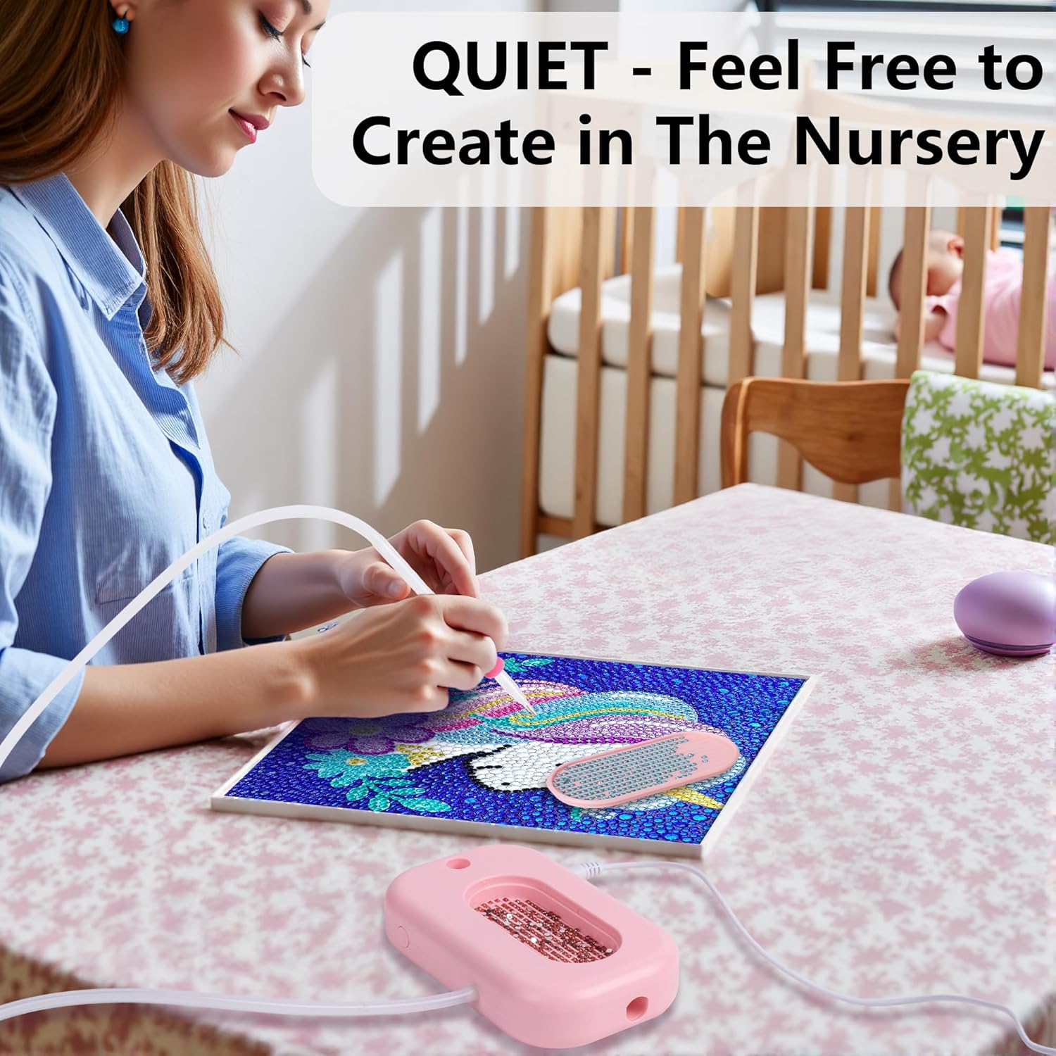 Electric Diamond Art Painting Pen Kit with Storage Tray