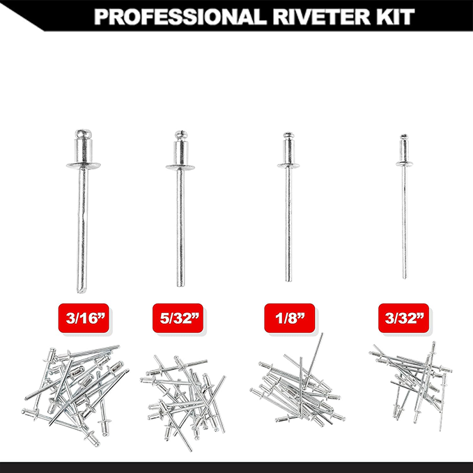 Professional rivet gun, containing 60 rivets