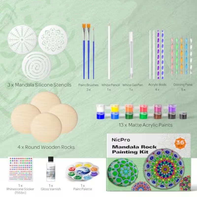 🎨 Mandala Rock Painting Kit – DIY Art & Craft Set
