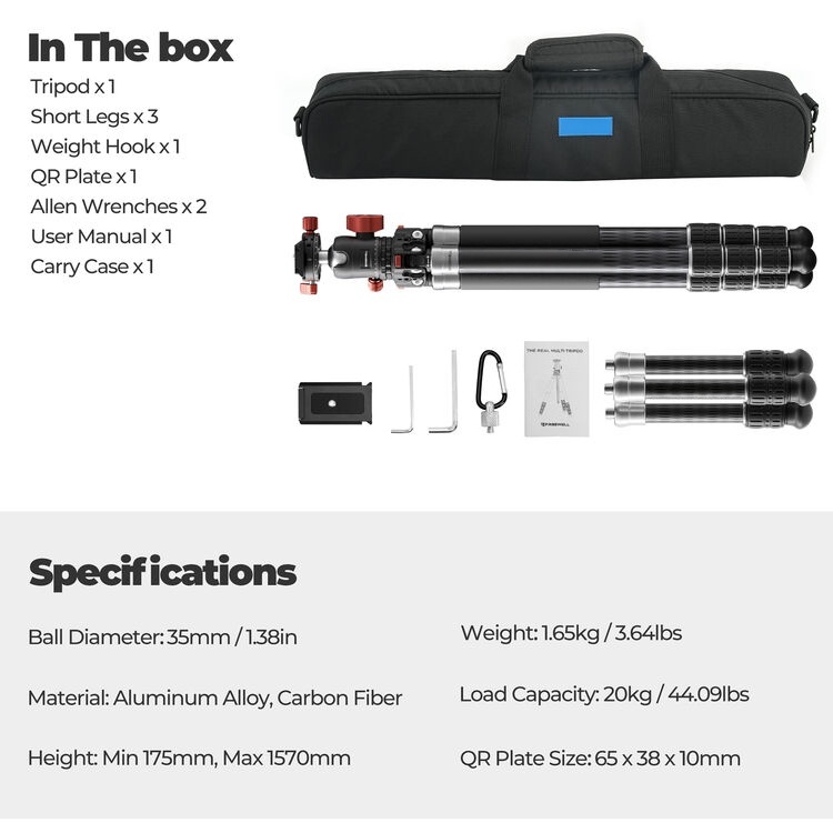 5-in-1 Real Multi Tripod – Carbon Fiber Versatile Support System