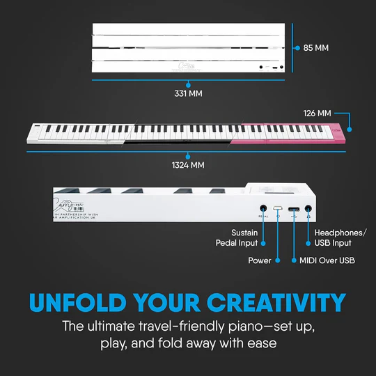 Carry-On Portable Folding Digital Piano – 88 Keys with Rechargeable Battery