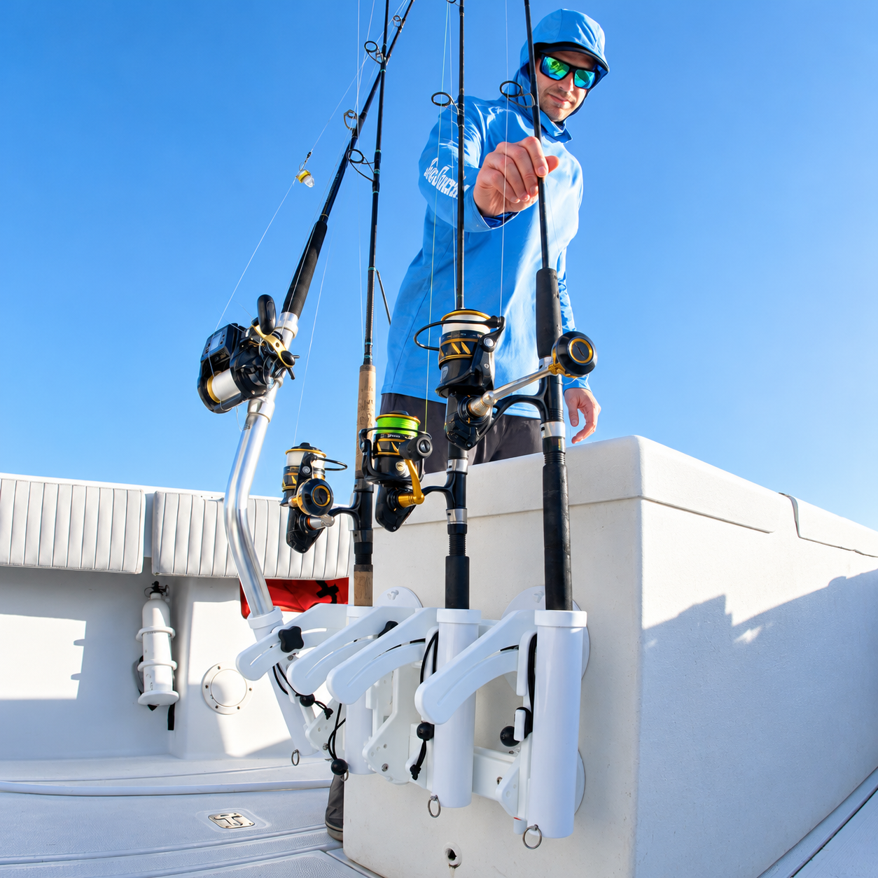 TideTrek R4 — Adjustable Vacuum-Mount Fishing Rod Rack