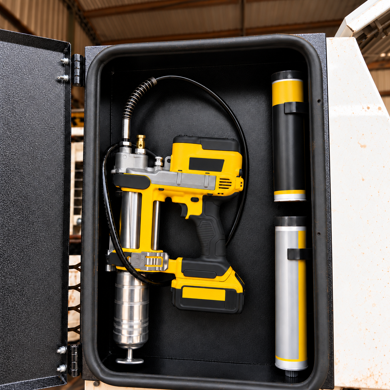 GreaseVault GX — Lockable Electric Grease Gun Storage Box