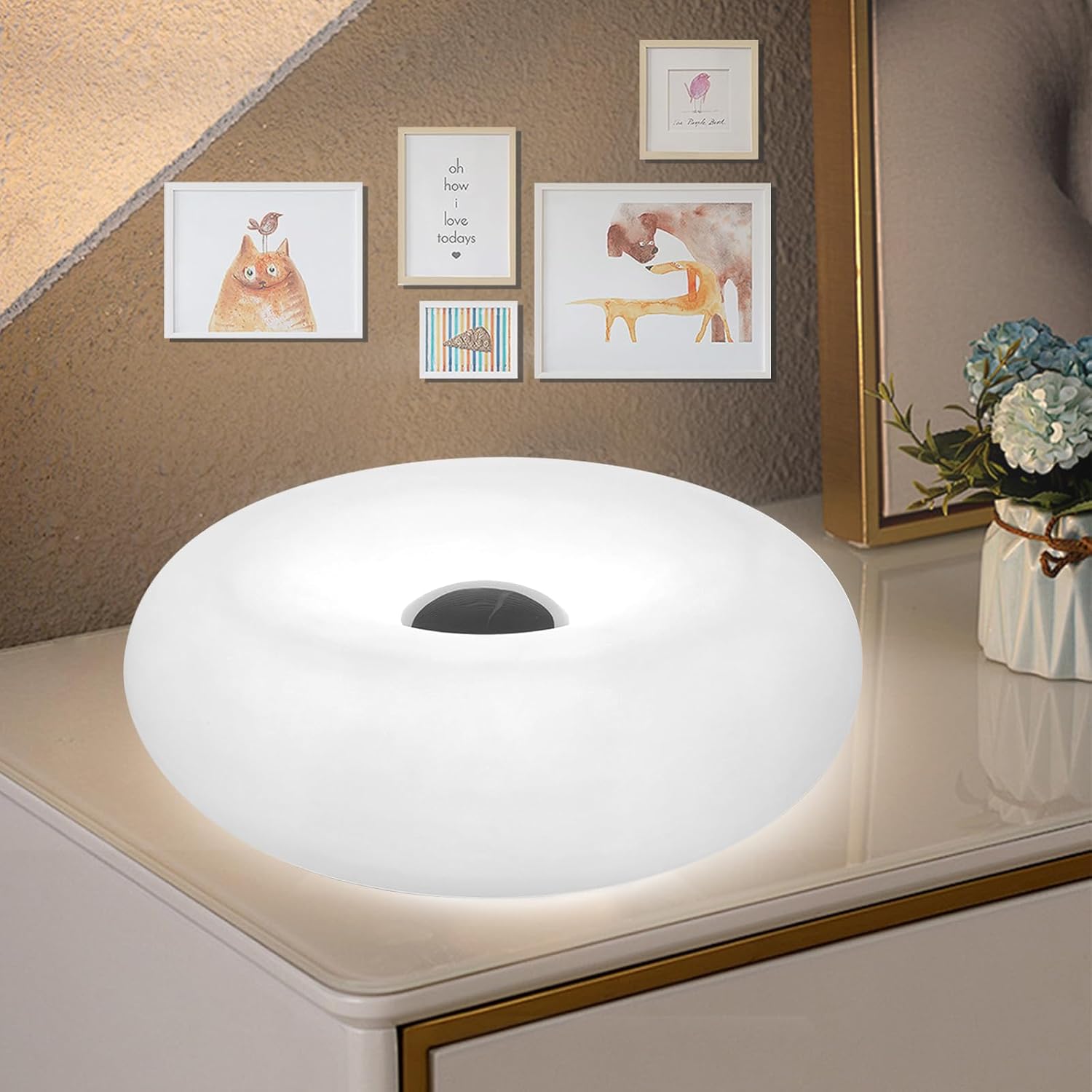 Minimalist Nightstand Lamp with Anti-Flicker Ambient Warm Glow for Bedroom & Living Room Decor