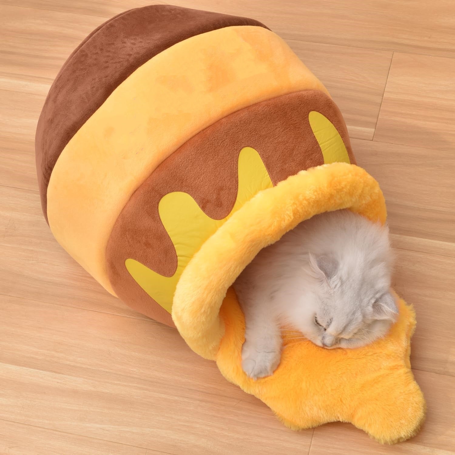Premium Honey Pot Cat Cave Bed – Self-Warming Ultra-Soft Plush Kitten Lounging Sanctuary