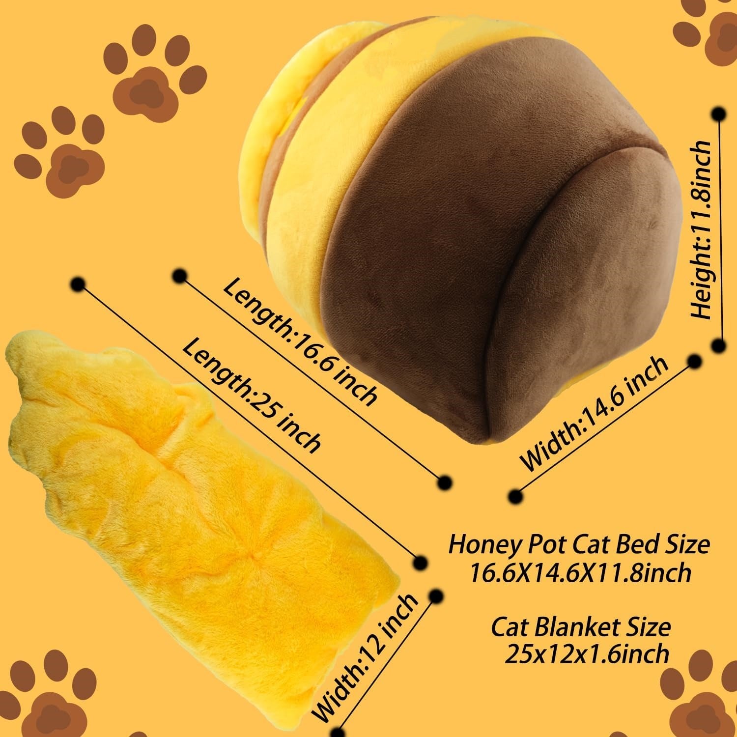 Premium Honey Pot Cat Cave Bed – Self-Warming Ultra-Soft Plush Kitten Lounging Sanctuary