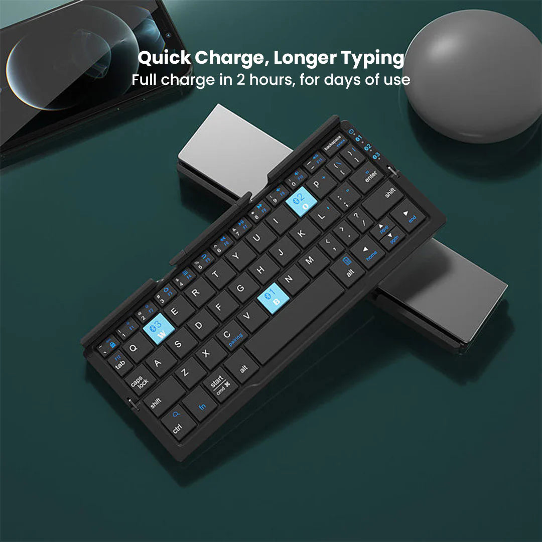 Mini Ergonomic Wireless Keyboard – Foldable Bluetooth Keyboard