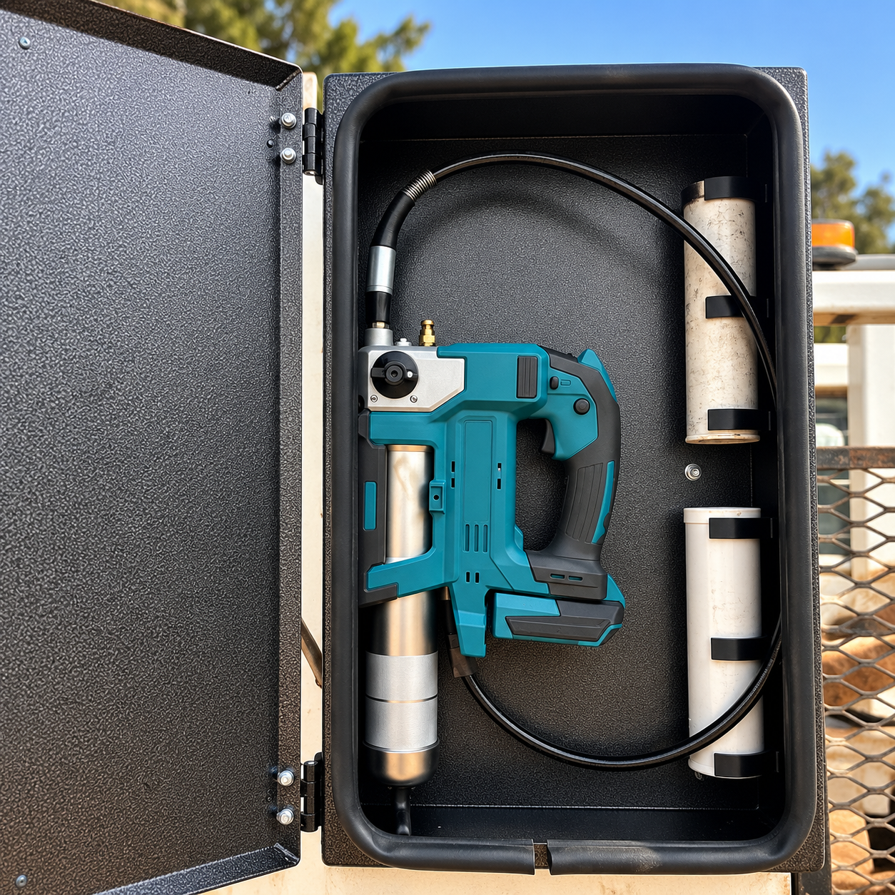 GreaseVault GX — Lockable Electric Grease Gun Storage Box