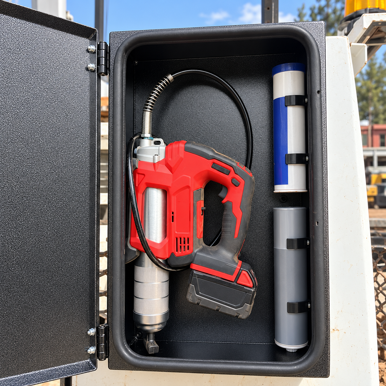 GreaseVault GX — Lockable Electric Grease Gun Storage Box