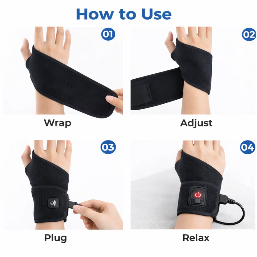 Ergonomic Rapid-Heating Wrist Wrap: Cordless High-Frequency Vibrating Brace for Desk Workers & Athletes