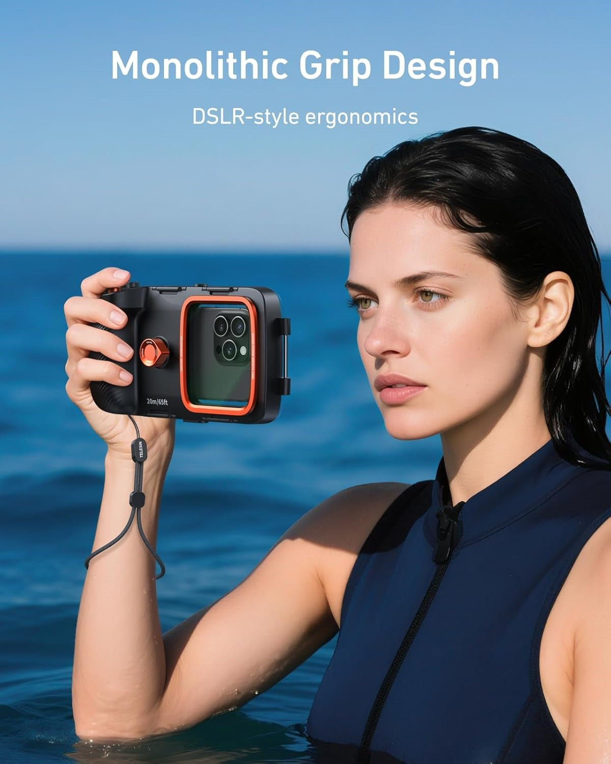 Universal Underwater Phone Case – IP68 to 20m, Bluetooth Shutter Control, Fits 5.4–6.9″ Phones