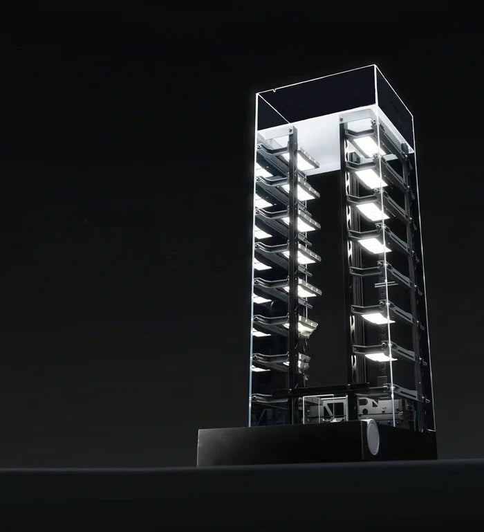 Smart Display Garage for 1:64 Scale Models – App-Controlled, 14 Slots, PRO Recognition Available