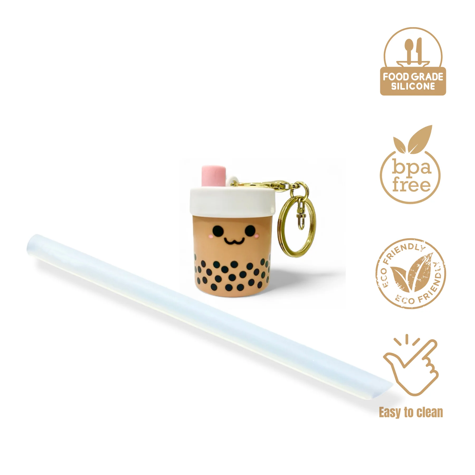 Reusable Pearl Milk Tea Straw - Portable Collapsible Design, Eco-Friendly, Leak-Proof