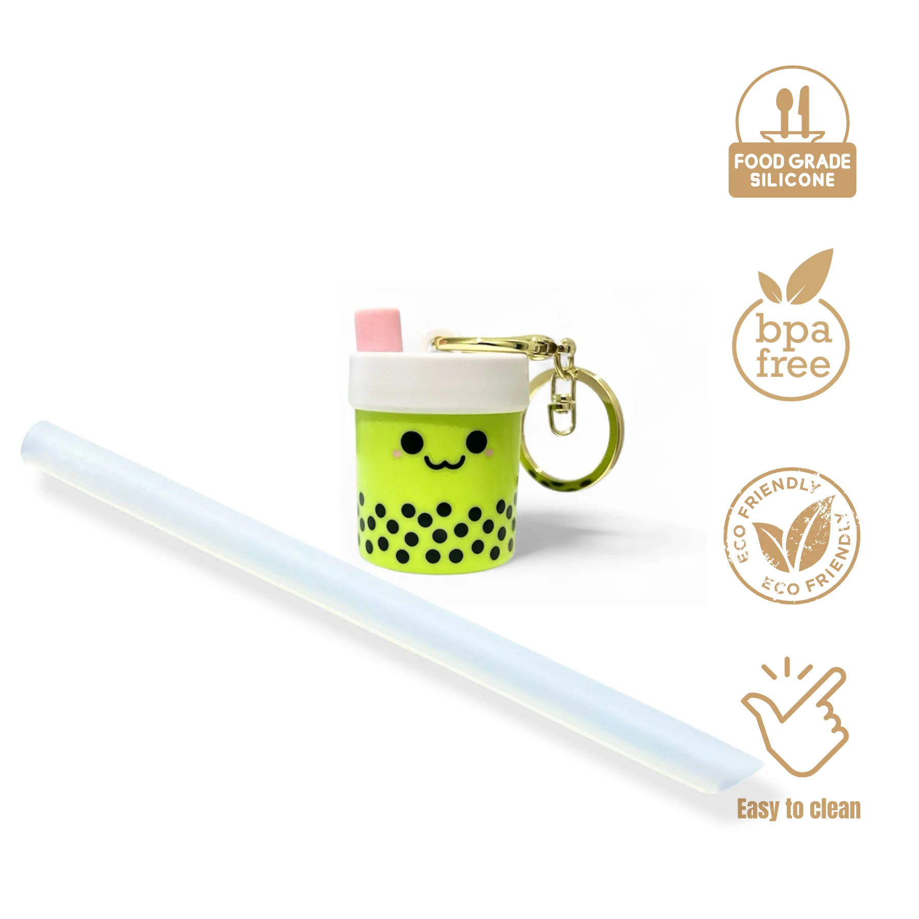 Reusable Pearl Milk Tea Straw - Portable Collapsible Design, Eco-Friendly, Leak-Proof