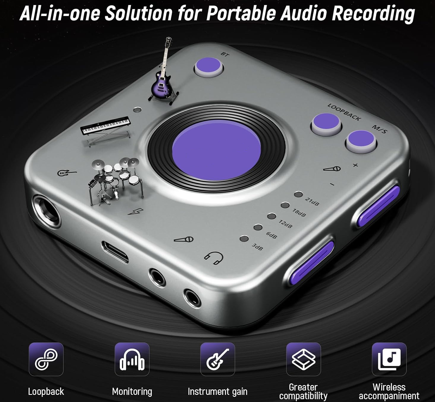 Portable guitar audio interface