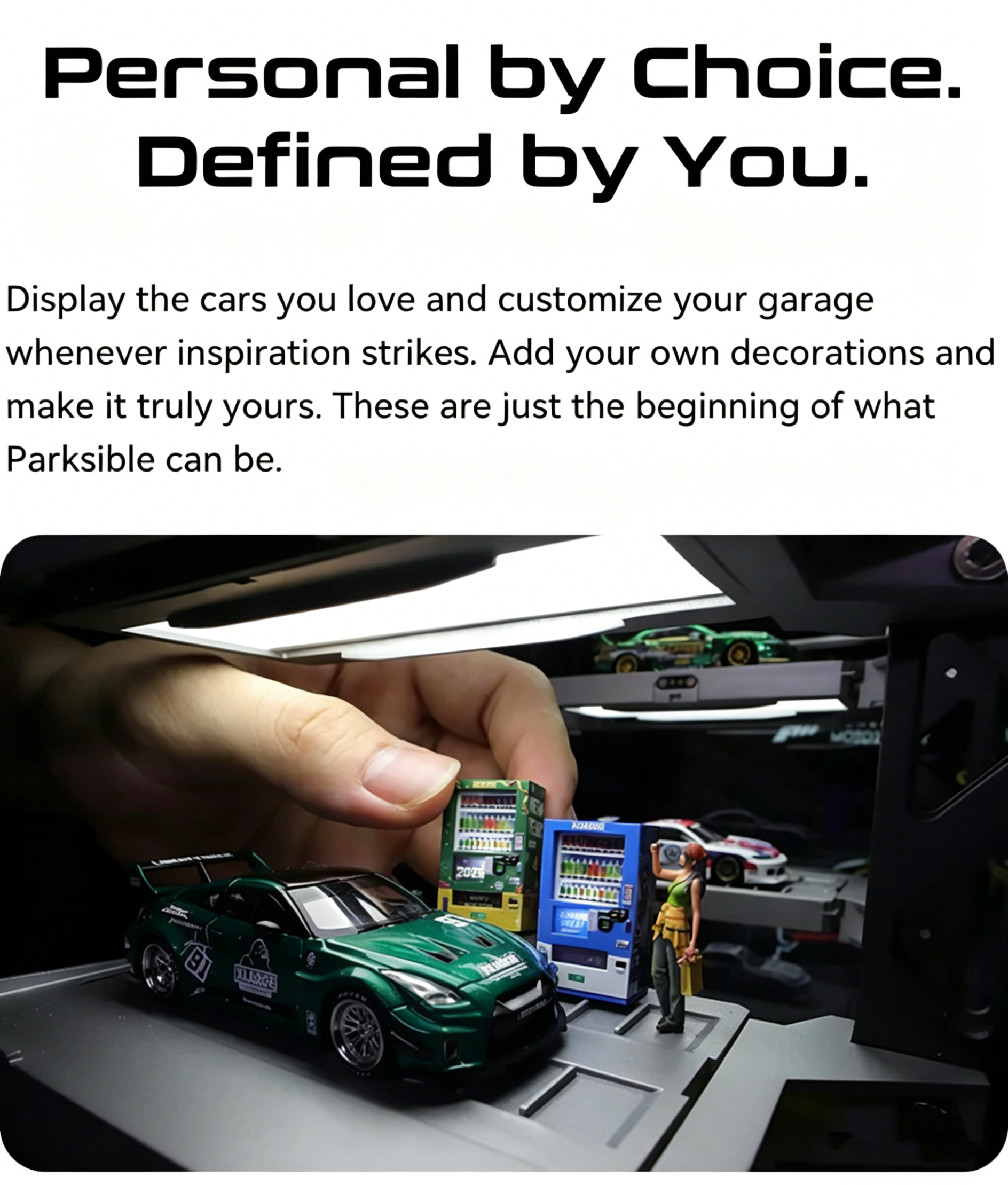 Smart Display Garage for 1:64 Scale Models – App-Controlled, 14 Slots, PRO Recognition Available