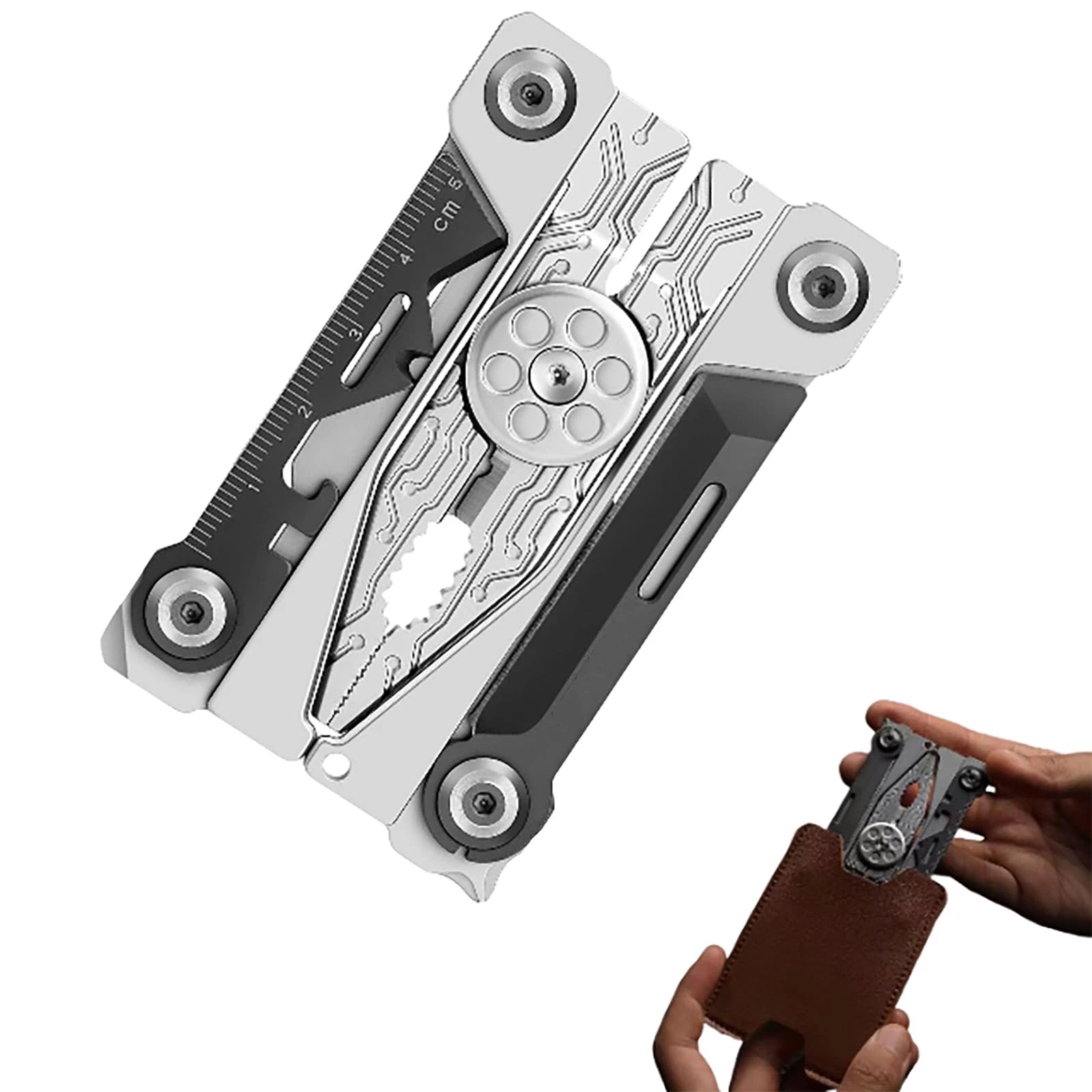 20-in-1 Credit Card Multi-Tool – Stainless Steel Wallet EDC Tool