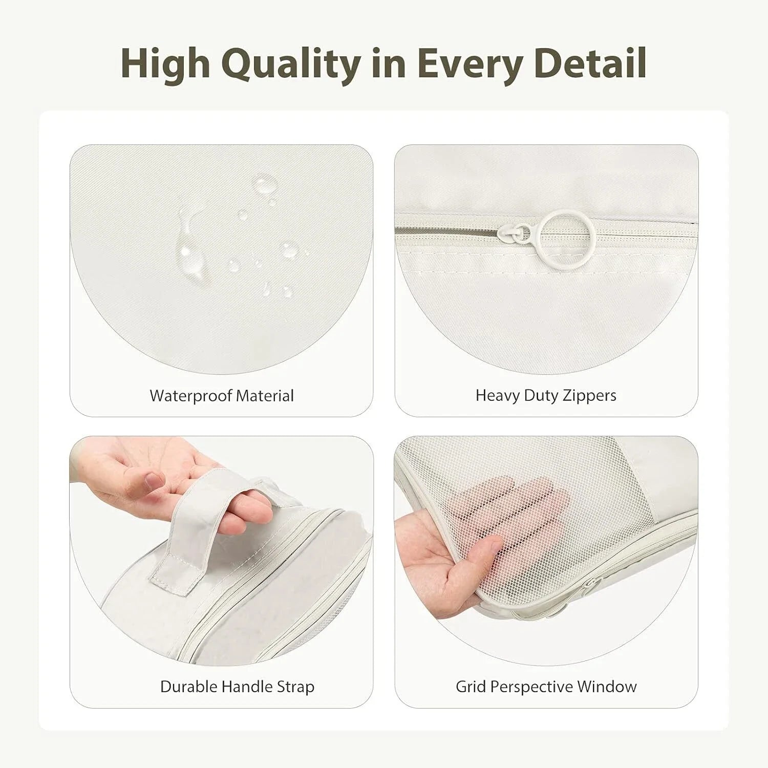 Travel Shoe Bag | Holds 3 Pairs of Shoes | Multifunctional Organizer | Beige