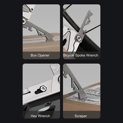 20-in-1 Credit Card Multi-Tool – Stainless Steel Wallet EDC Tool