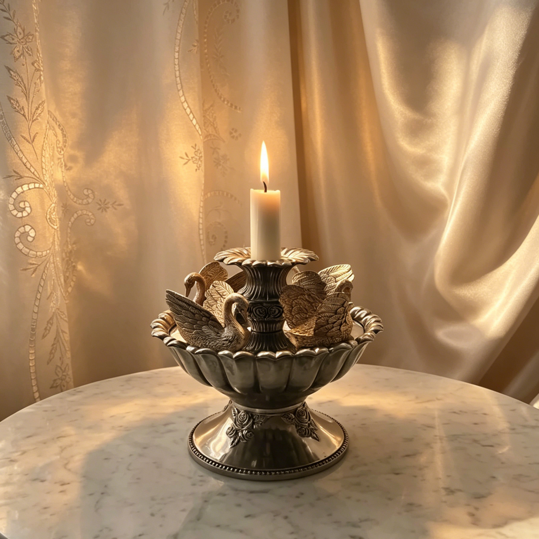 Vintage Movable Swan Music Candlestick
