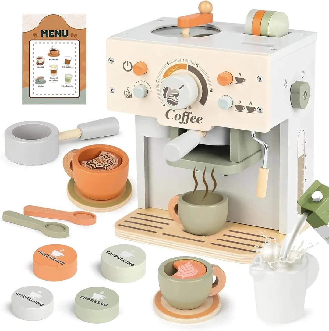 Wooden Coffee Maker Playset for Kids ☕✨