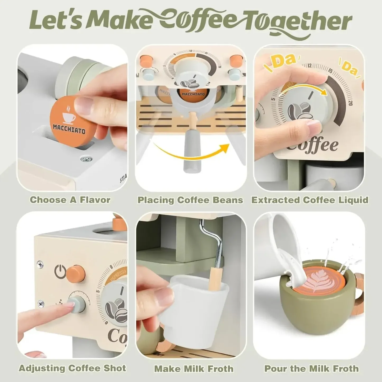 Wooden Coffee Maker Playset for Kids ☕✨