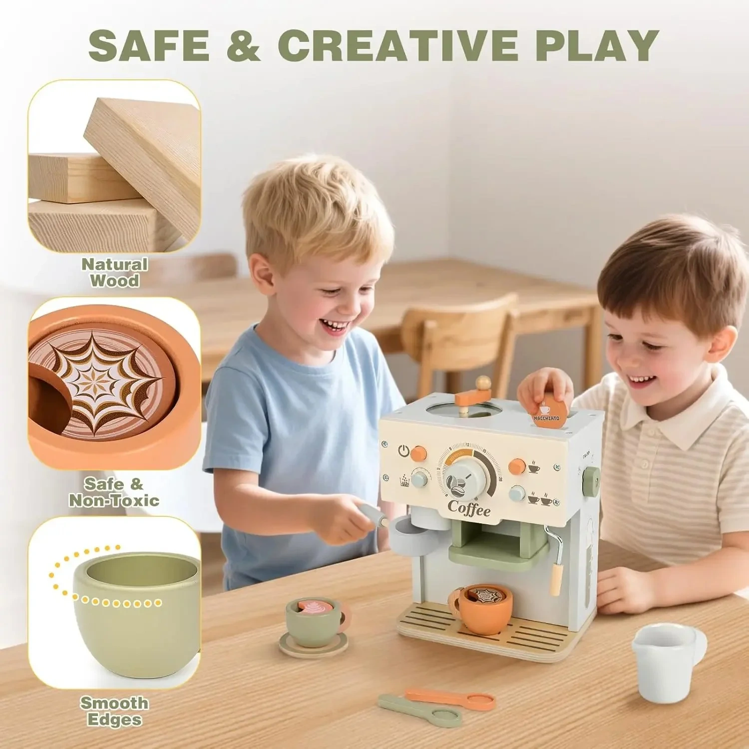 Wooden Coffee Maker Playset for Kids ☕✨
