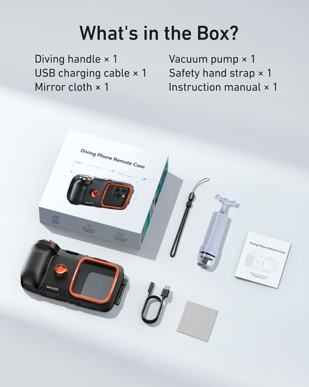 Universal Underwater Phone Case – IP68 to 20m, Bluetooth Shutter Control, Fits 5.4–6.9″ Phones