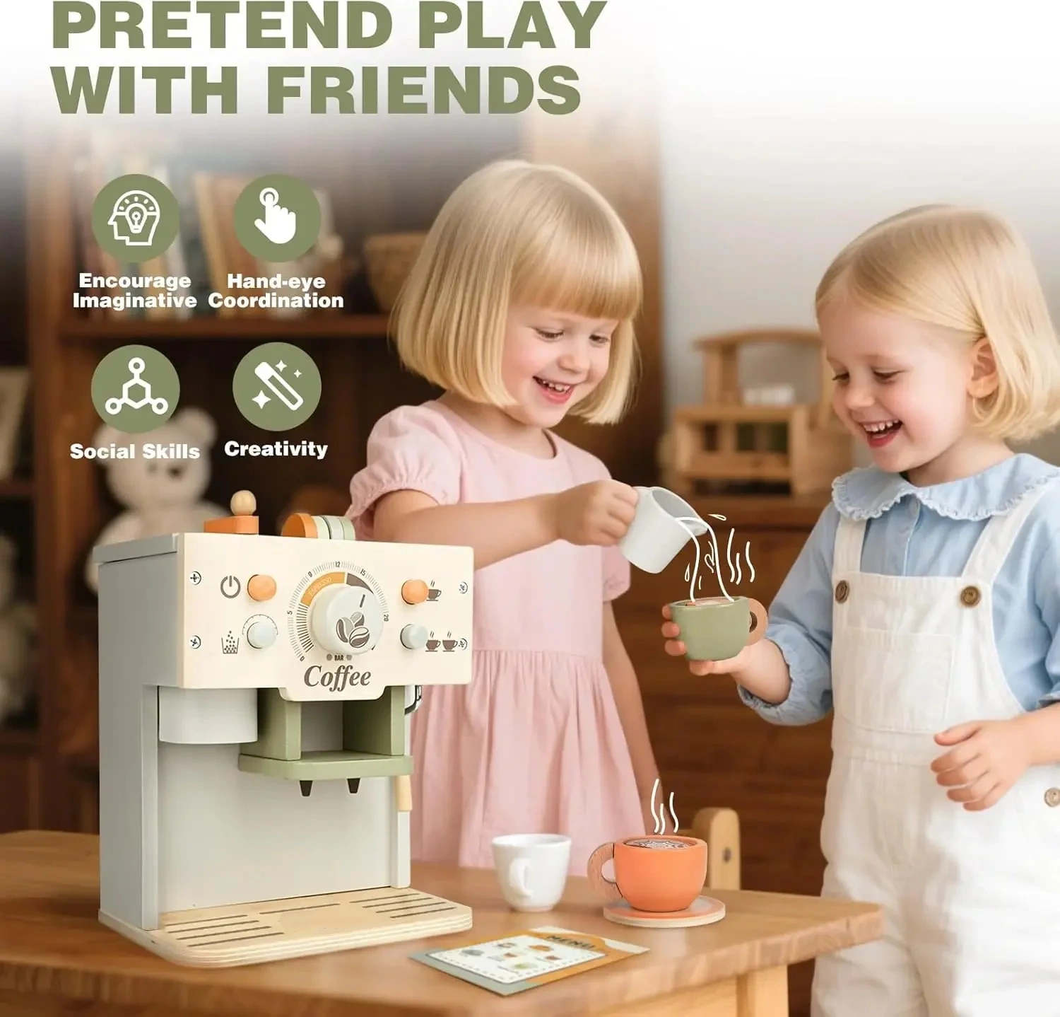Wooden Coffee Maker Playset for Kids ☕✨