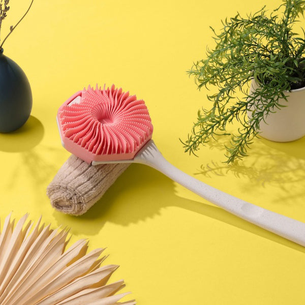 Extended Handle Silicone Body Scrub Brush | Shower Back Scrub Brush, Easily Reach Every Corner